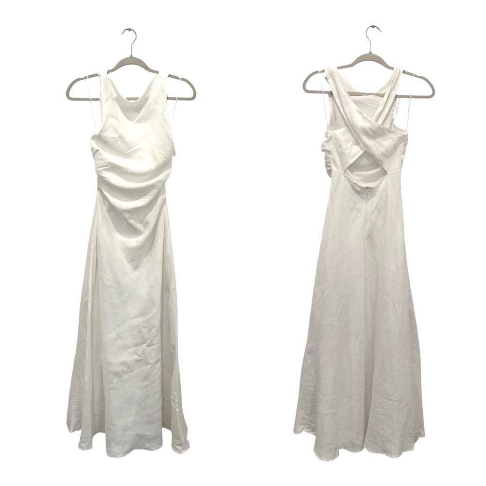 DISSH The Rose Linen Open back maxi dress in white - Picture 6 of 9